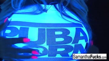 Samantha Saint’s Black Light Solo – كس ، الثدي الكبير المكشوف